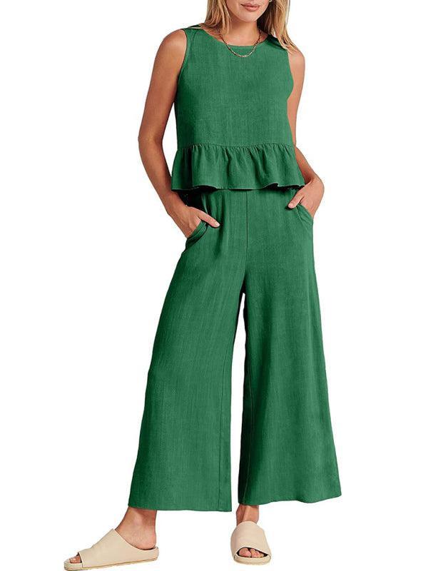 Chloe Sleeveless pleated casual Two pieces sets - Vestir en Moda