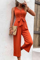 Glenda Tie Belt Sleeveless Jumpsuits with Pockets