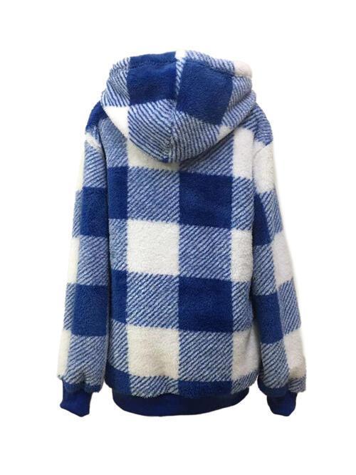 Elida Plaid Half Zip Drawstring Jacket - Vestir en Moda