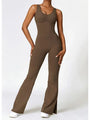 Saralen Wide Strap Bootcut Slit Active Jumpsuits