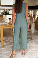 Margarita Pocketed Half Button Sleeveless Jumpsuits