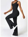 Saralen Wide Strap Bootcut Slit Active Jumpsuits