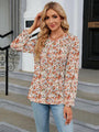 Sury Printed Round Neck Flounce Sleeve Blouse