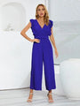 Victalie Ruffled Surplice Cap Sleeve Jumpsuits