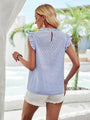 Mariana Eyelet Ruffle Trim Cap Sleeve Tank
