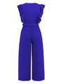 Victalie Ruffled Surplice Cap Sleeve Jumpsuits
