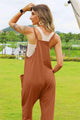 Viviana Double Size Sleeveless V-Neck Pocketed Jumpsuits