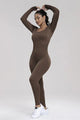 Susan Square Neck Long Sleeve Active Jumpsuits