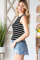 Olivia Striped Ribbed Round Neck Tank