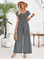 Desiree Smocked Printed Short Sleeve Jumpsuits