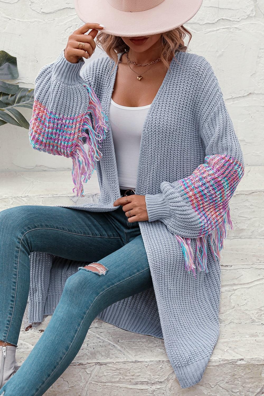Dorothy Fringe Sleeve Dropped Shoulder Multicolored Cardigan - Vestir en Moda