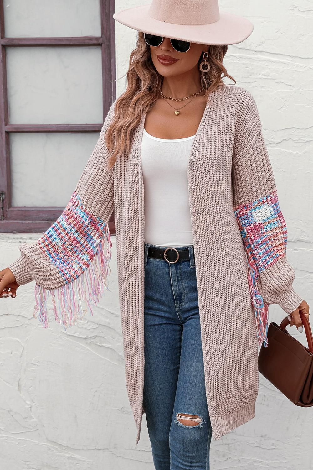 Dorothy Fringe Sleeve Dropped Shoulder Multicolored Cardigan - Vestir en Moda
