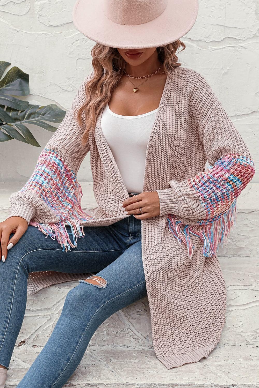 Dorothy Fringe Sleeve Dropped Shoulder Multicolored Cardigan - Vestir en Moda