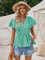 Gabriela Ruffled V-Neck Peplum Blouse