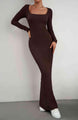Taytum Long Sleeve Square Neck Maxi Bodycon Dress - Vestir en Moda