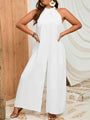 Nina Plus Size Sleeveless Halter Neck Wide Leg Jumpsuits