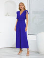 Victalie Ruffled Surplice Cap Sleeve Jumpsuits