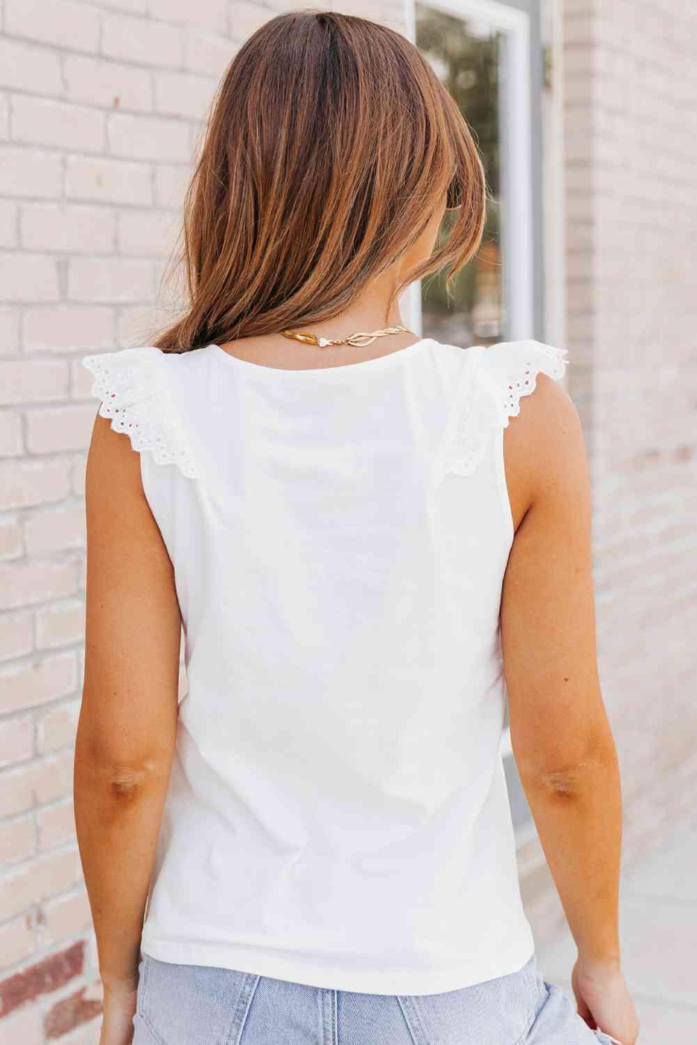 Rosmery Buttoned Ruffled Tank Top