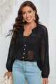 Ronnie Openwork Button Up Long Sleeve Blouse