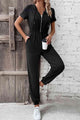 Lidia Zip-Up Short Sleeve Hooded Jumpsuits with