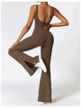 Saralen Wide Strap Bootcut Slit Active Jumpsuits