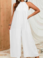 Nina Plus Size Sleeveless Halter Neck Wide Leg Jumpsuits