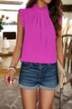 Rosa Frill Ruched Mock Neck Sleeveless Blouse