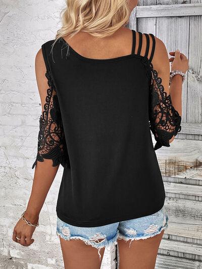 Alicia Lace Detail Cold Shoulder Blouse