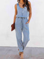 Vanessa Drawstring Waist Sleeveless Jumpsuits