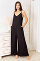 Sofia Double Take Full Size Soft Spaghetti Strap Tied Wide Leg Jumpsuits