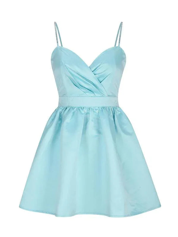Elliott Pleated Suspender Sexy Temperament Rhinestone Dress - Vestir en Moda