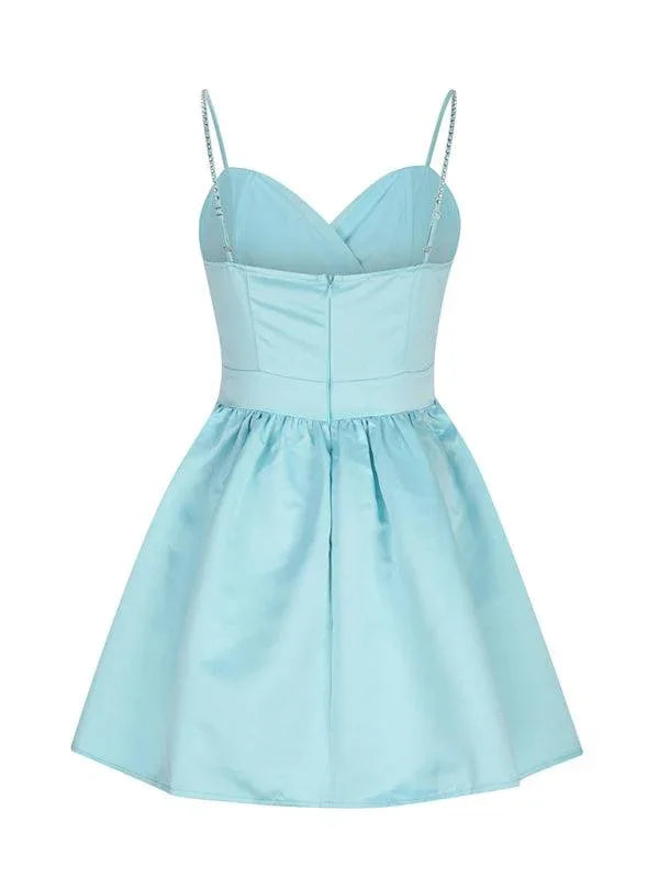Elliott Pleated Suspender Sexy Temperament Rhinestone Dress - Vestir en Moda