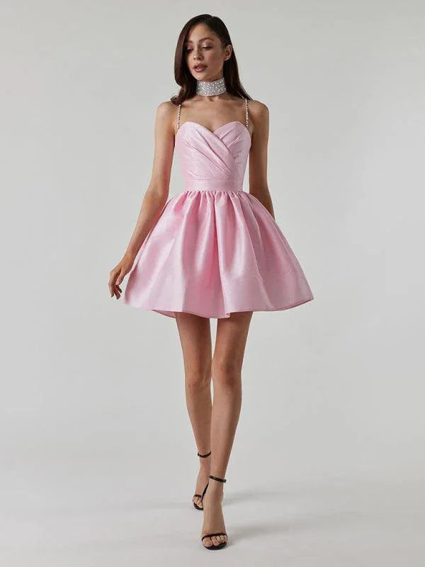 Elliott Pleated Suspender Sexy Temperament Rhinestone Dress - Vestir en Moda