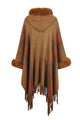 Estella Color Block Fringe Detail Elegant Poncho - Vestir en Moda