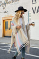Estella Color Block Fringe Detail Elegant Poncho - Vestir en Moda