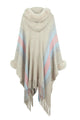Estella Color Block Fringe Detail Elegant Poncho - Vestir en Moda