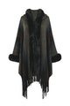 Estella Color Block Fringe Detail Elegant Poncho - Vestir en Moda