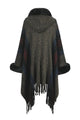 Estella Color Block Fringe Detail Elegant Poncho - Vestir en Moda