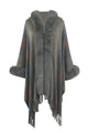 Estella Color Block Fringe Detail Elegant Poncho - Vestir en Moda