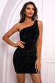 Everlee Sequin One-Shoulder Sleeveless Clubwear Dress - Vestir en Moda