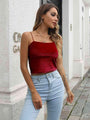 Vianna Straight Neck Cropped Cami Tops