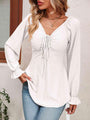Hinata Tie Front V-Neck Puff Sleeve Blouse