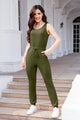 Dahiana Drawstring Round Neck Sleeveless Jumpsuits