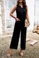 Margarita Pocketed Half Button Sleeveless Jumpsuits