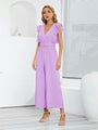 Victalie Ruffled Surplice Cap Sleeve Jumpsuits