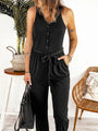 Ana Full Size Tie Waist Sleeveless Jumpsuits