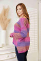 Isabella Multicolored Rib-Knit V-Neck Knit Sweater