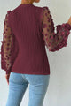 Sandy Double Take Textured Applique Long Sleeve Blouse