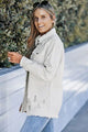 Camila Distressed Button Up Frayed Hem Jacket