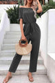 Marina Off-Shoulder Tie Cuff Jumpsuits with Pockets